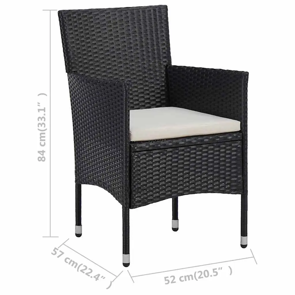 11 Piece Garden Dining Set Black Steel PE Rattan Weather Resistant Cushions Included