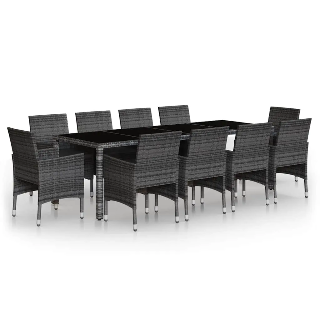 Garden Dining Set Grey 11 Piece Outdoor Furniture PE Rattan Patio Table Chairs