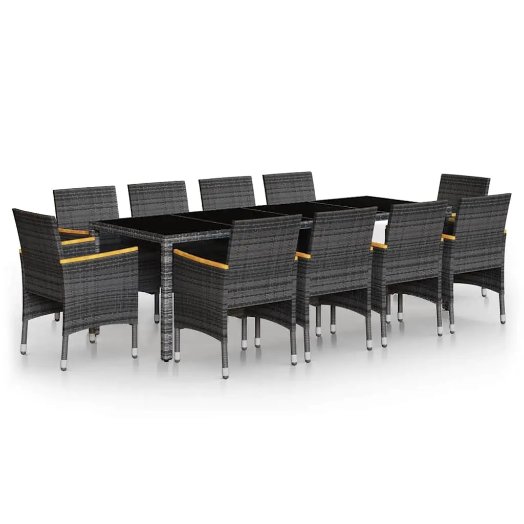 Garden Dining Set 11 Piece Outdoor Furniture PE Rattan Steel Patio Grey