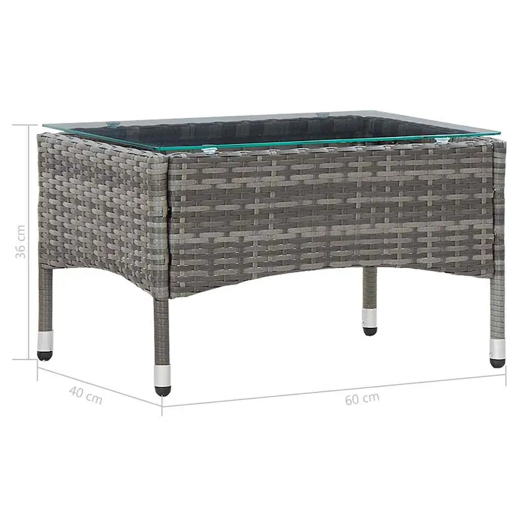 Garden Lounge Set Grey 2 Piece Outdoor Furniture with Cushion PE Rattan