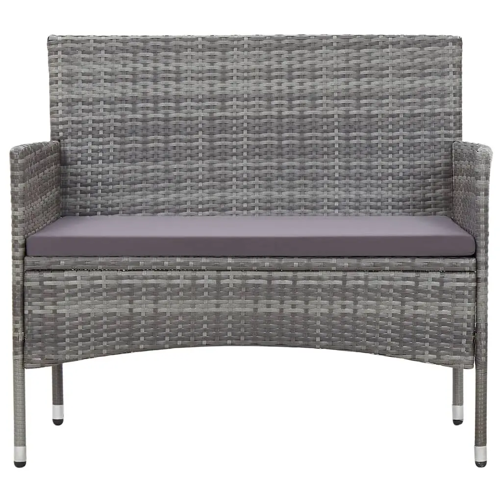 Garden Lounge Set Grey 2 Piece Outdoor Furniture with Cushion PE Rattan