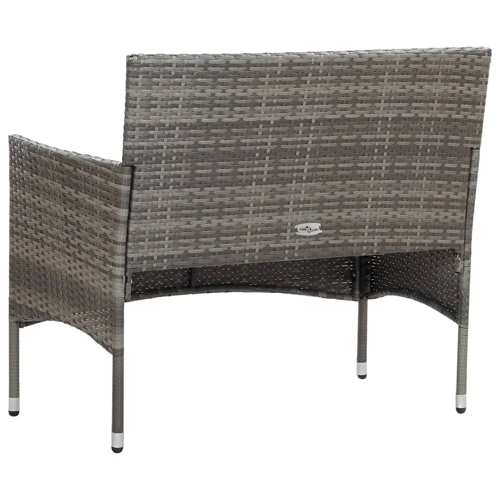 Garden Lounge Set Grey 2 Piece Outdoor Furniture with Cushion PE Rattan