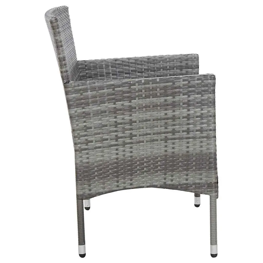 Garden Lounge Set Grey 2 Piece Outdoor Furniture with Cushion PE Rattan