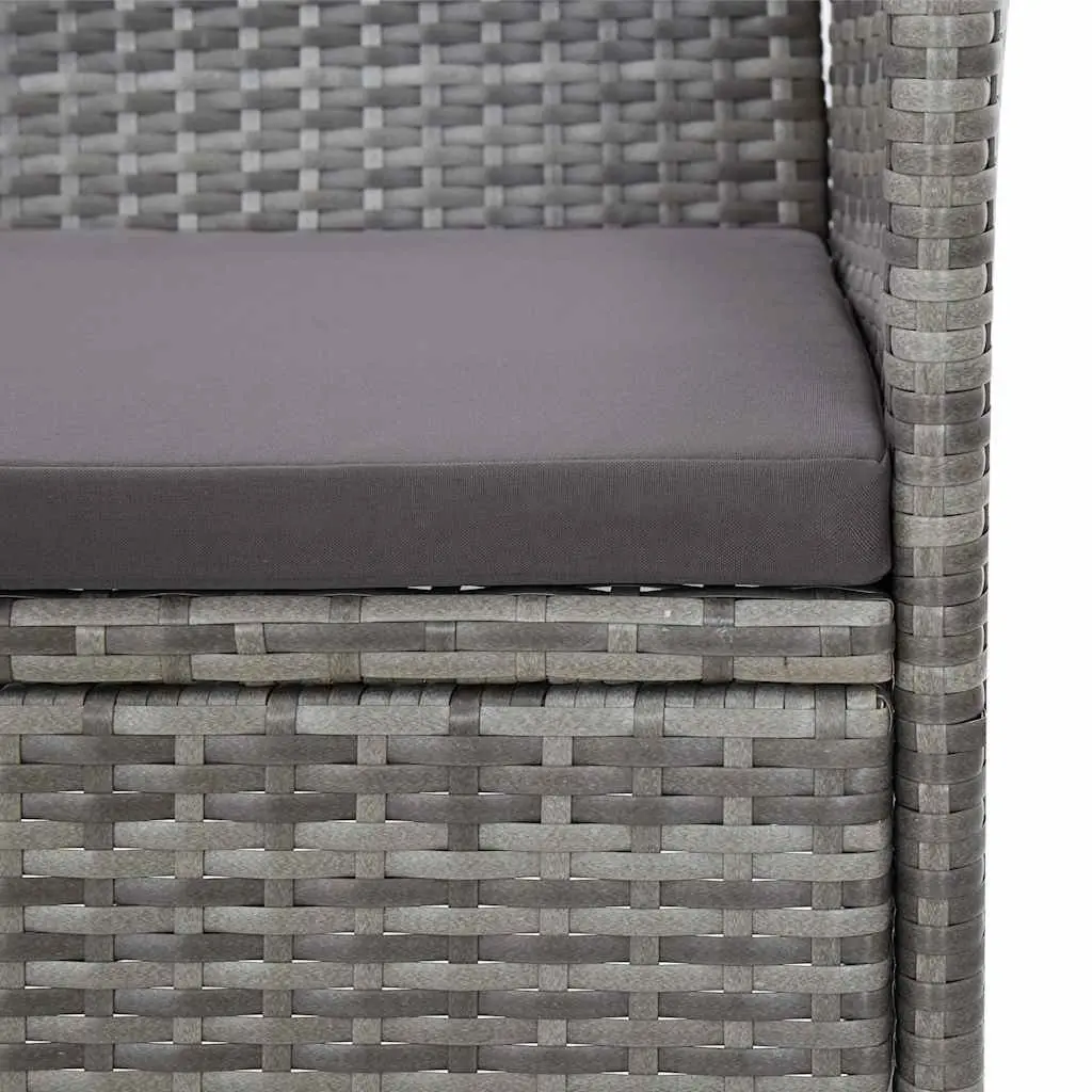 Garden Lounge Set Grey 2 Piece Outdoor Furniture with Cushion PE Rattan