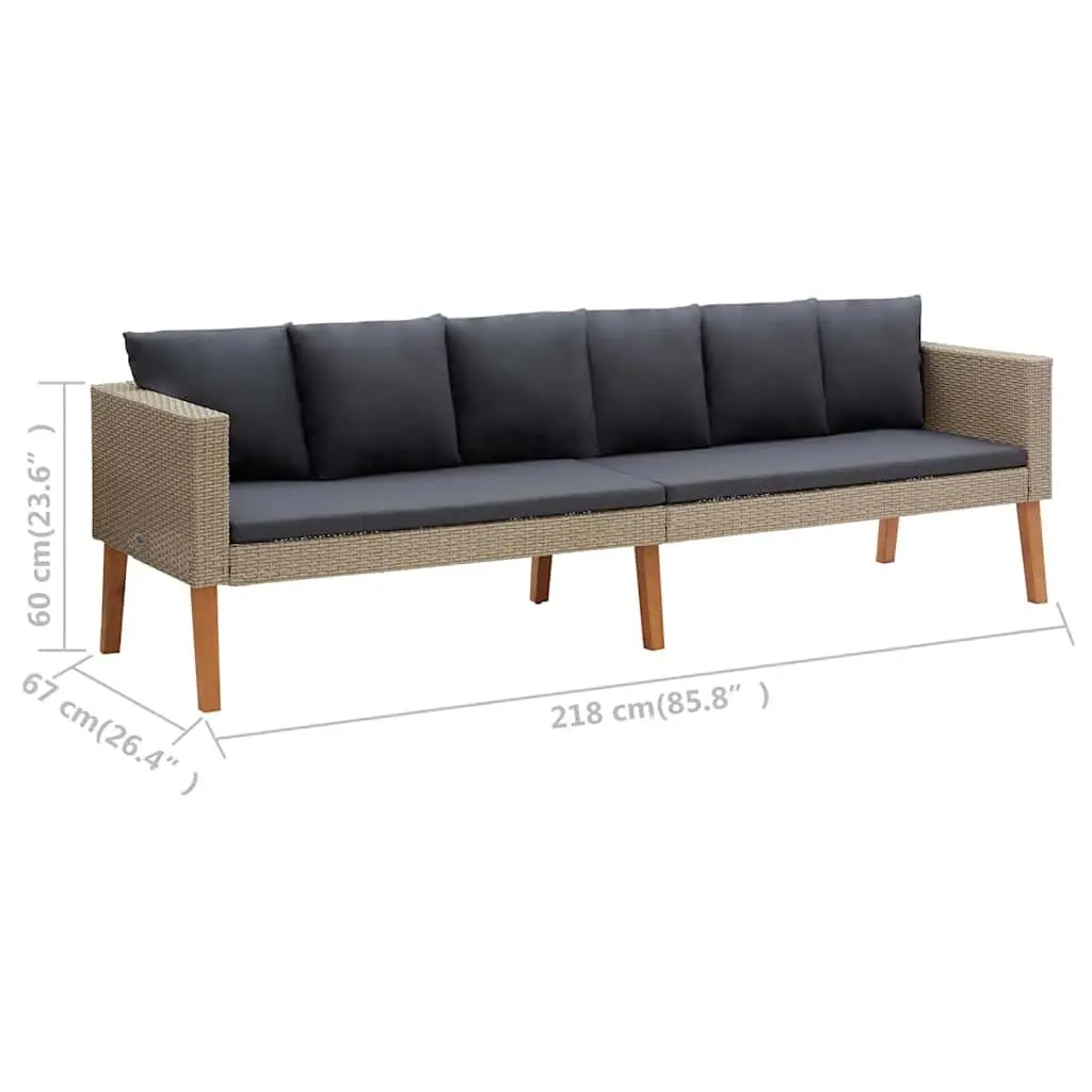 Garden Lounge Set 2 Piece Outdoor Sofa Coffee Table Patio Furniture Beige