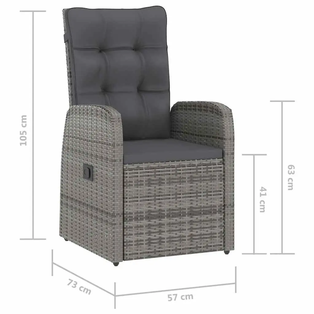 Outdoor Dining Set 9 Piece Grey Poly Rattan Garden Furniture with Cushions