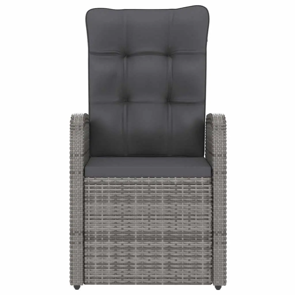 Outdoor Dining Set 9 Piece Grey Poly Rattan Garden Furniture with Cushions