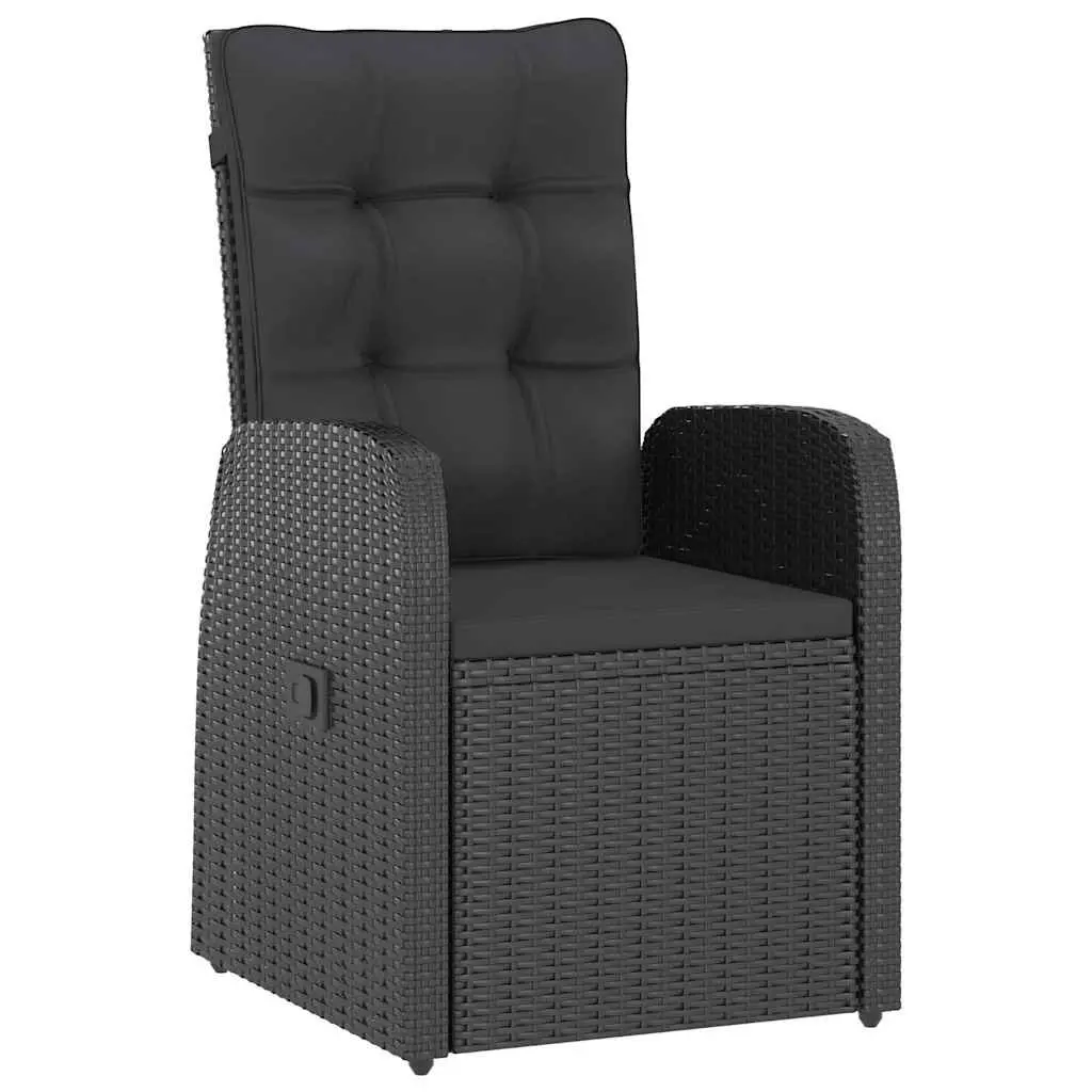 Outdoor Dining Set Black 5 Piece PE Rattan Garden Furniture with Cushions
