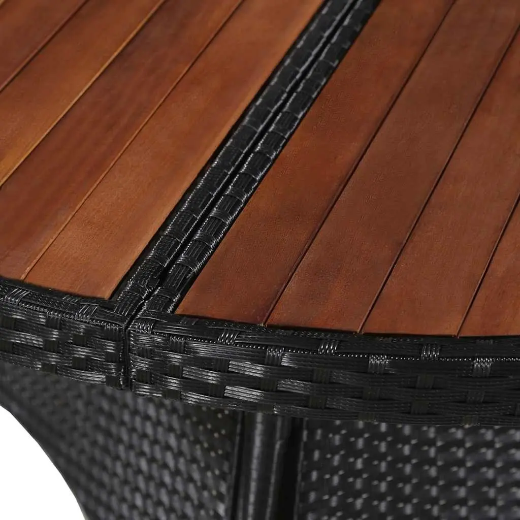 Outdoor Dining Set Black 5 Piece PE Rattan Garden Furniture with Cushions