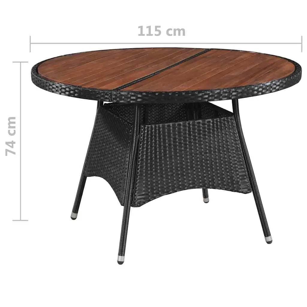 Outdoor Dining Set 5 Piece Poly Rattan Garden Furniture Black with Cushions