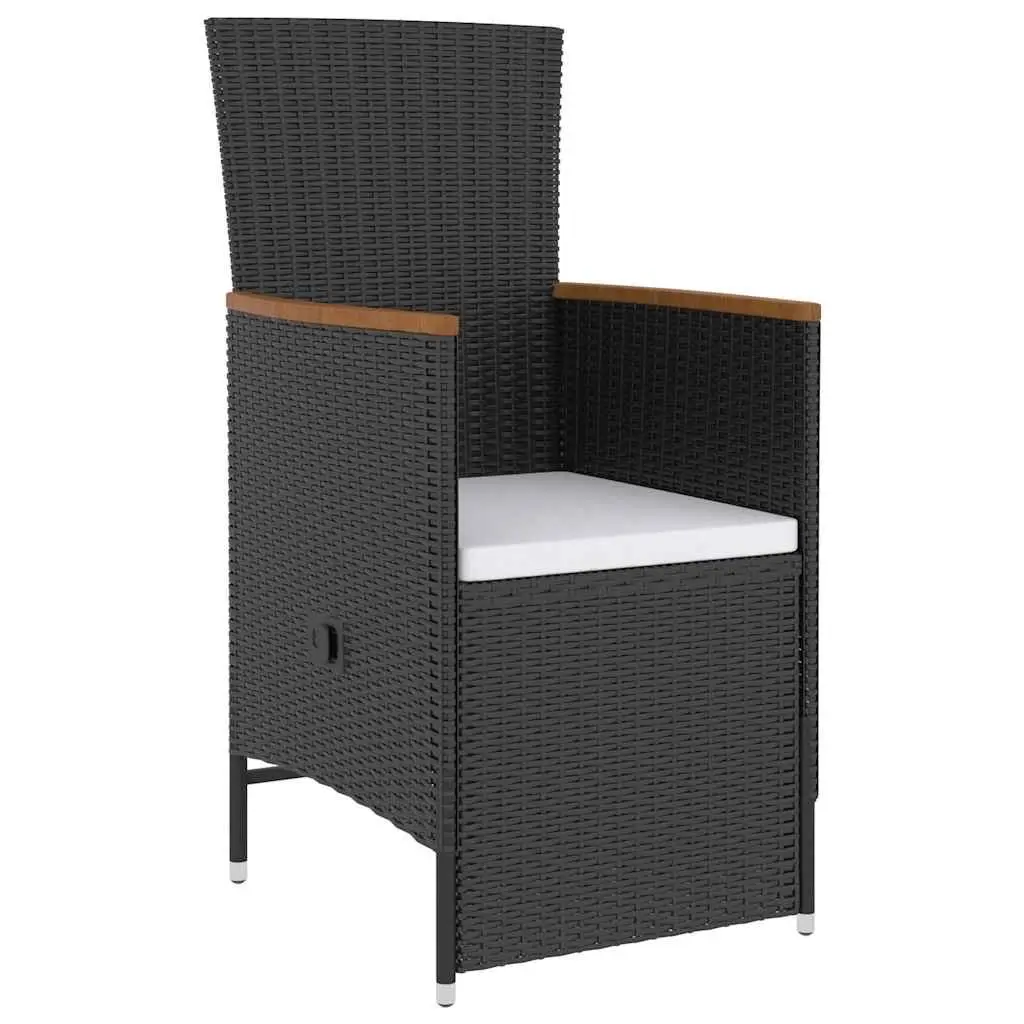 Outdoor Dining Set 5 Piece Poly Rattan Garden Furniture Black with Cushions