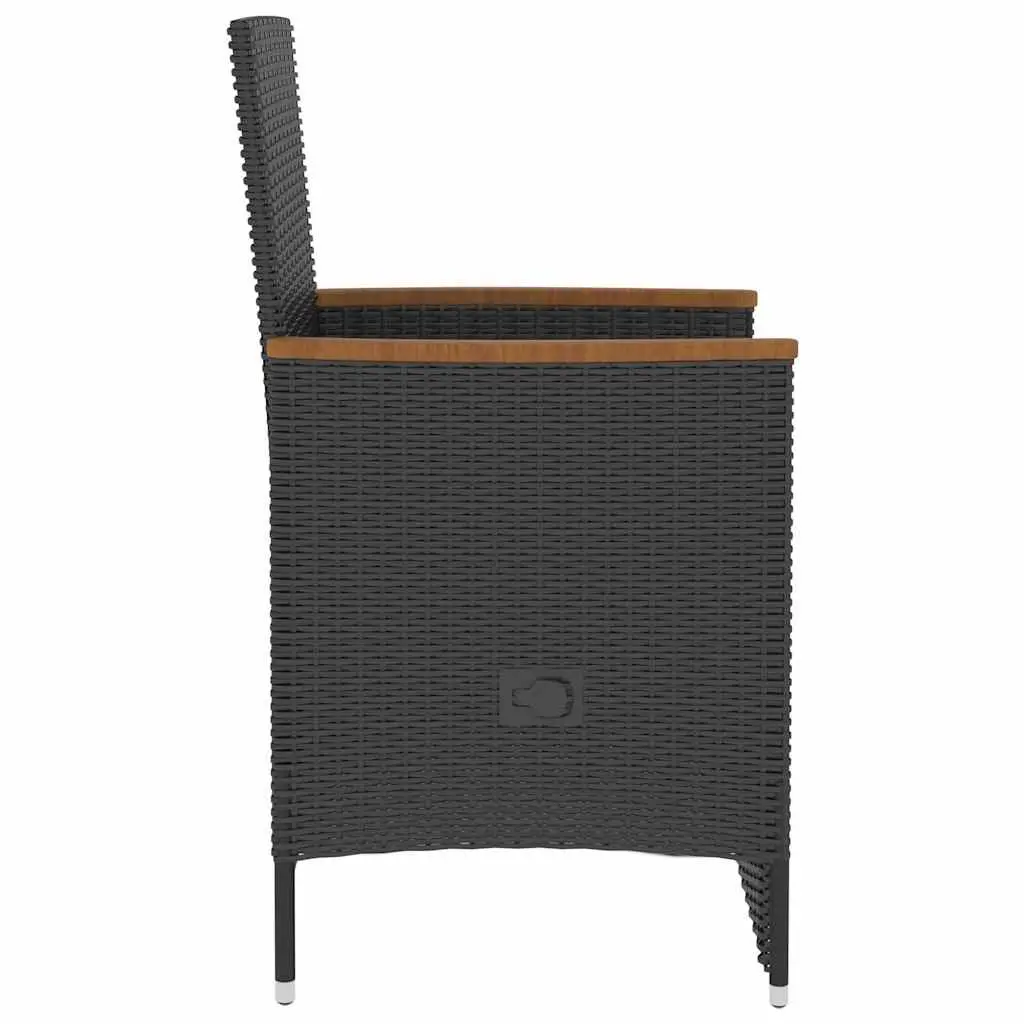 Outdoor Dining Set 5 Piece Poly Rattan Garden Furniture Black with Cushions