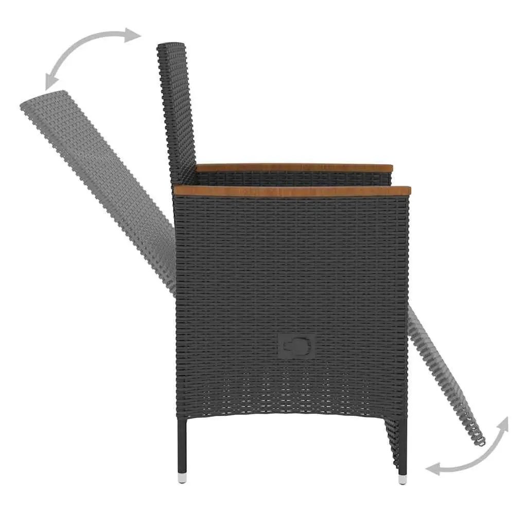 Outdoor Dining Set 5 Piece Poly Rattan Garden Furniture Black with Cushions