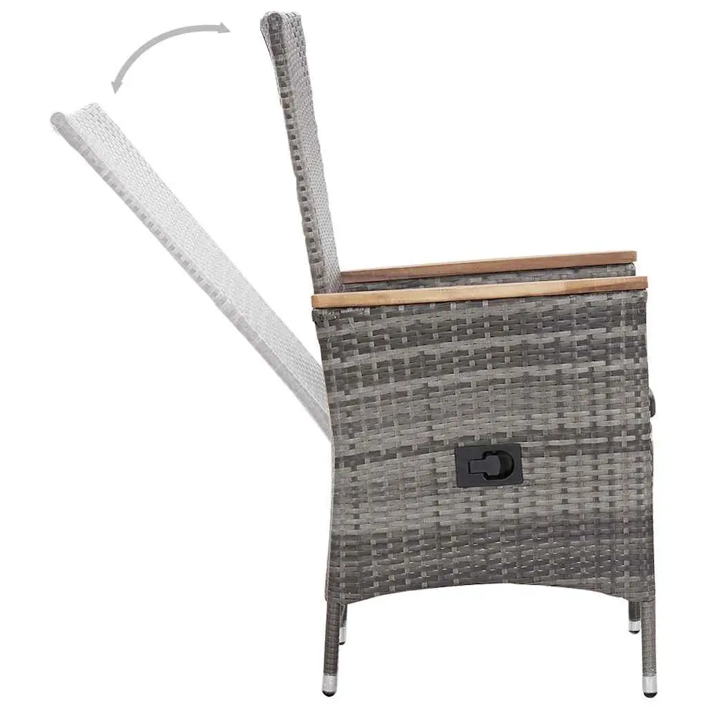 Garden Lounge Set 3 Piece Poly Rattan Armchairs Coffee Table Grey Outdoor