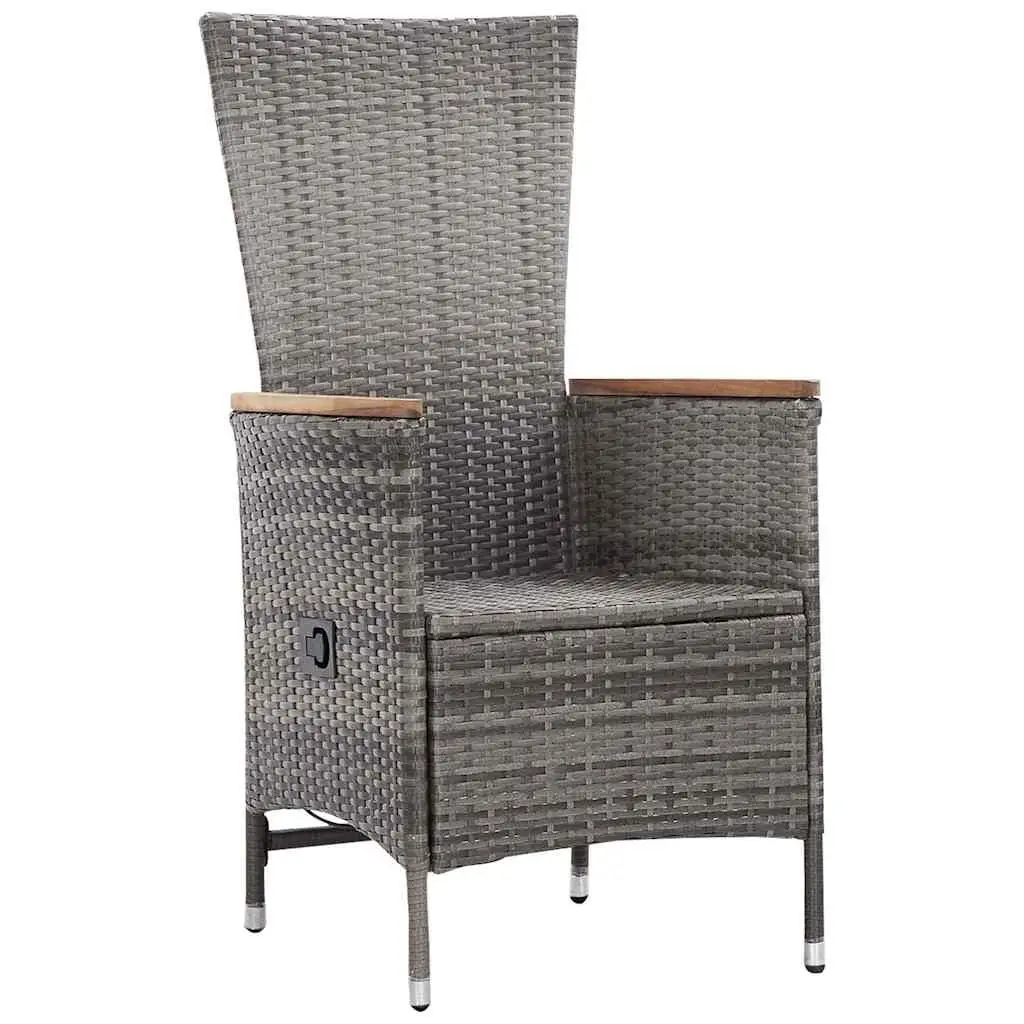 Garden Lounge Set 3 Piece Poly Rattan Armchairs Coffee Table Grey Outdoor