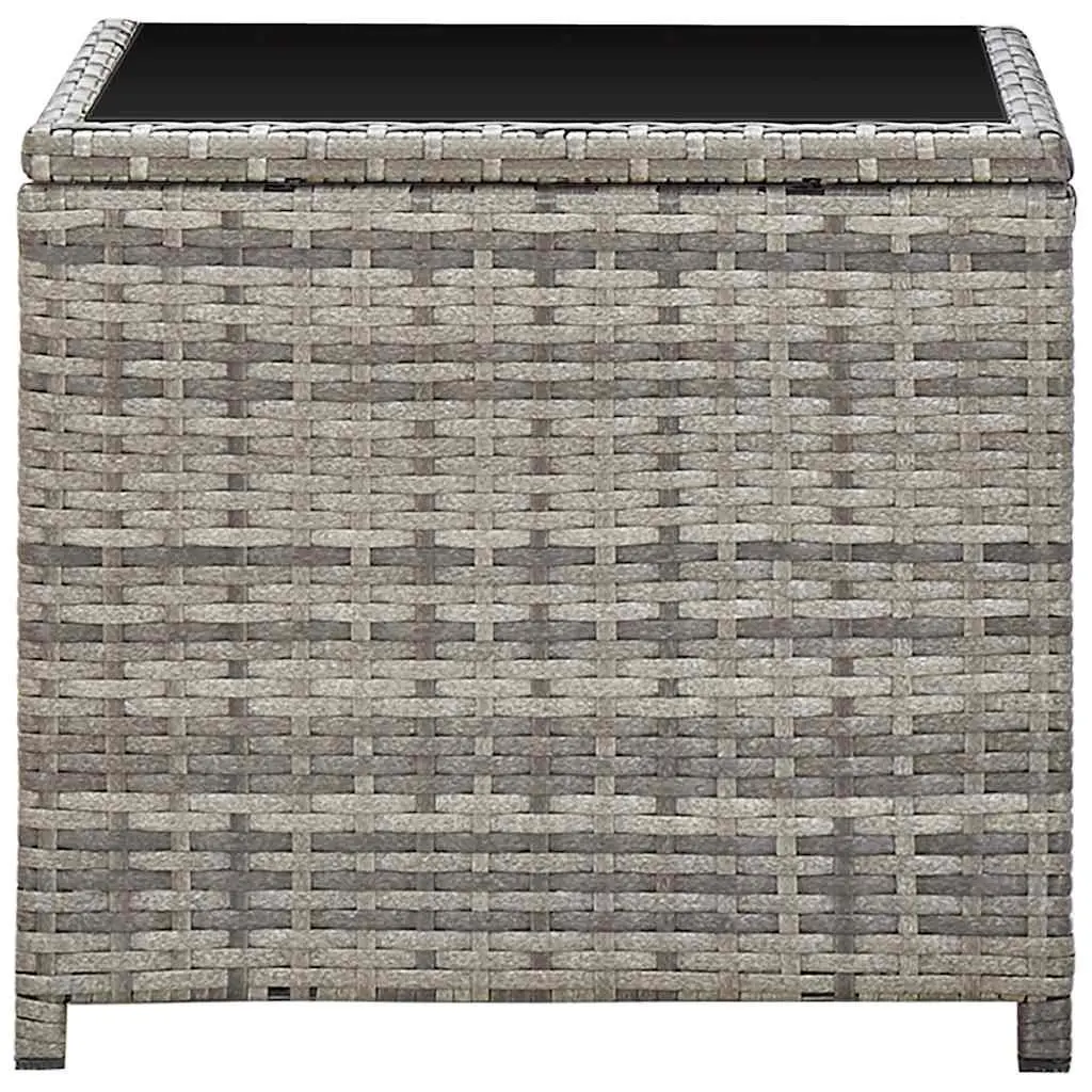 Garden Lounge Set 3 Piece Poly Rattan Armchairs Coffee Table Grey Outdoor