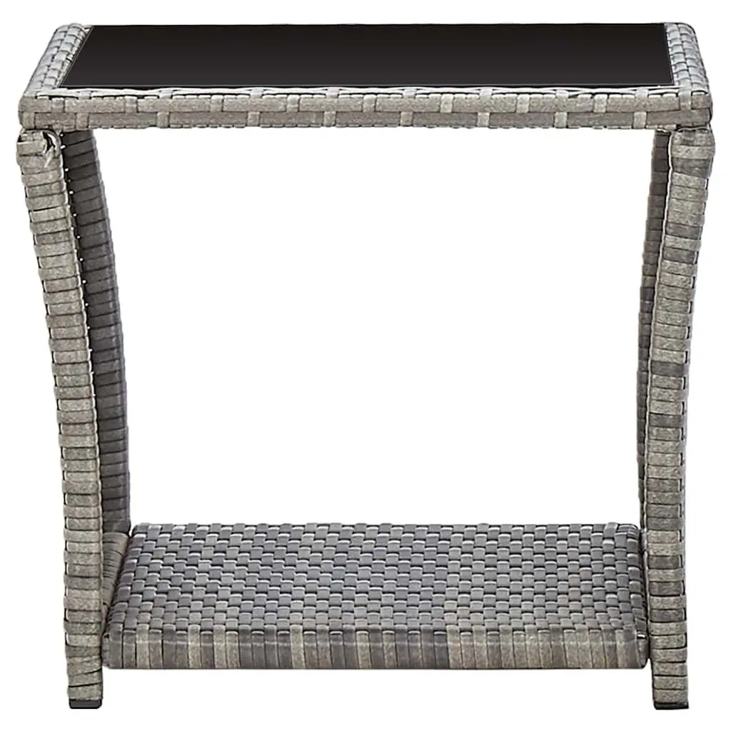 3 Piece Garden Lounge Set Grey PE Rattan Reclining Armchairs Coffee Table Outdoor Furniture
