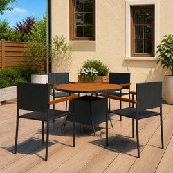 5-Piece Outdoor Dining Set with Black Rattan