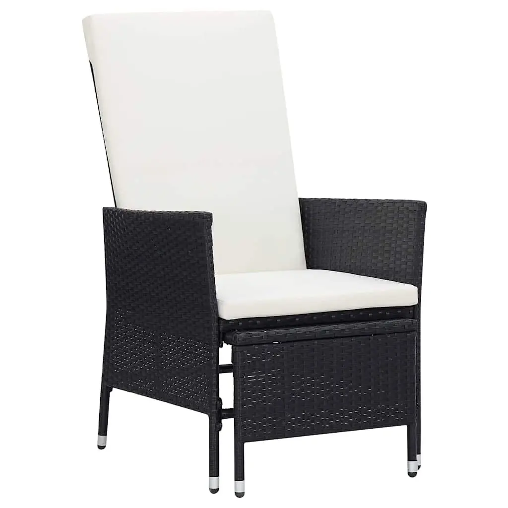 Garden Lounge Set 3 Piece Outdoor Furniture Rattan Sofa Chair Footrest Black