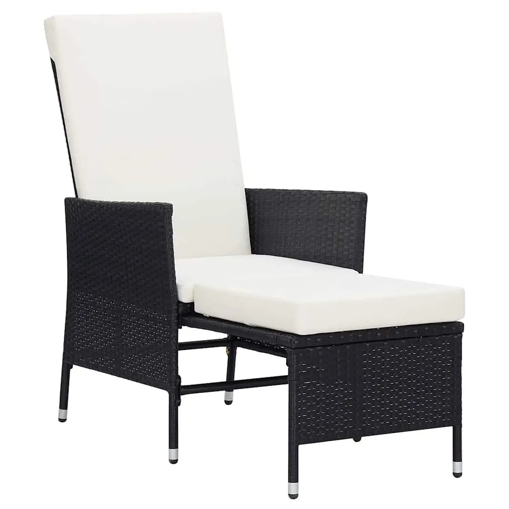 Garden Lounge Set 3 Piece Outdoor Furniture Rattan Sofa Chair Footrest Black
