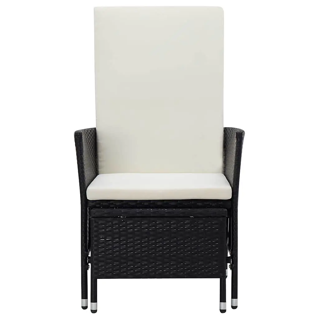 Garden Lounge Set 3 Piece Outdoor Furniture Rattan Sofa Chair Footrest Black