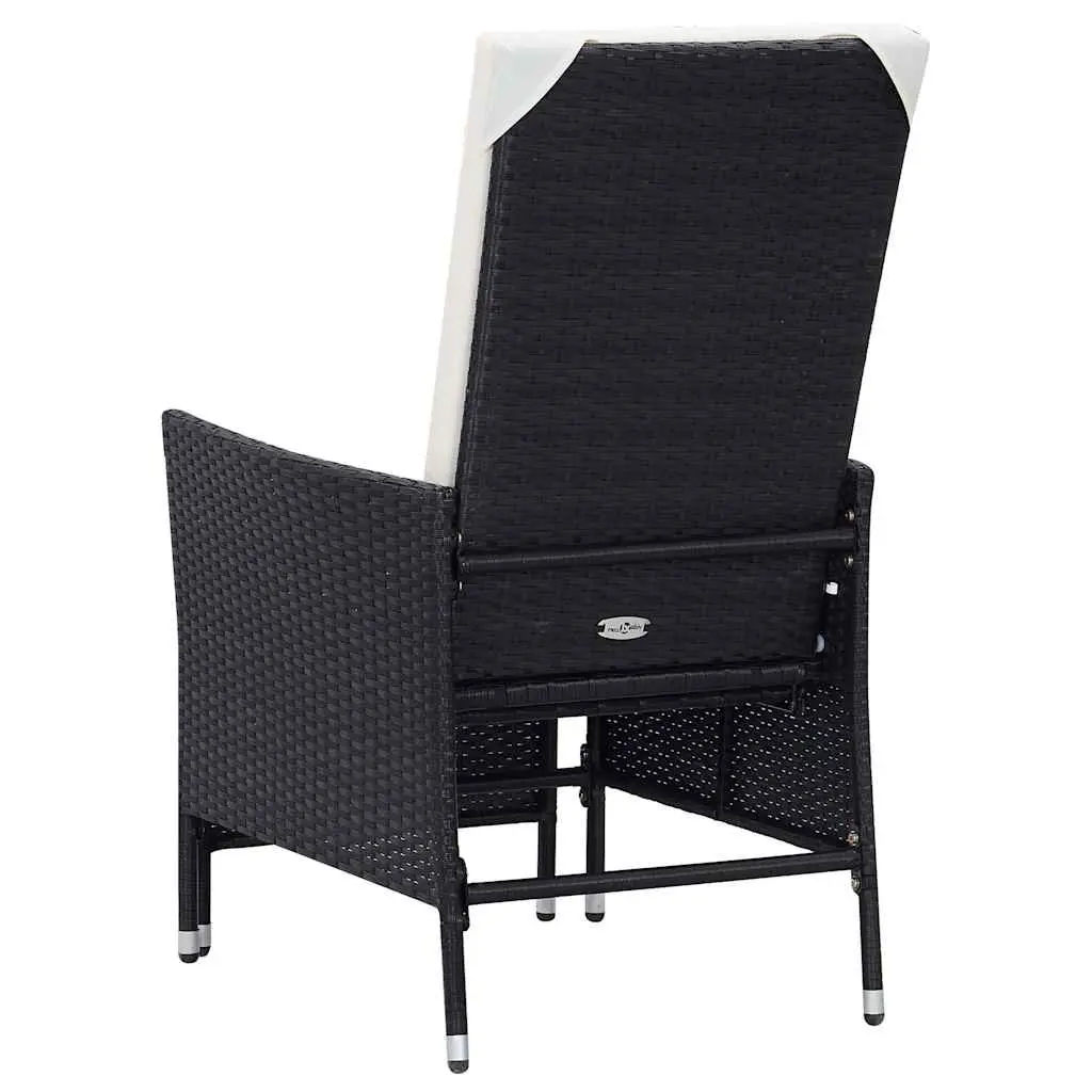 Garden Lounge Set 3 Piece Outdoor Furniture Rattan Sofa Chair Footrest Black