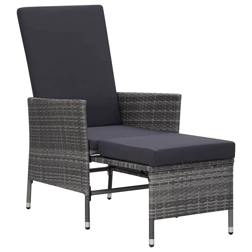 Garden Lounge Set 3 Piece Outdoor Furniture Grey Rattan Cushions Footrest