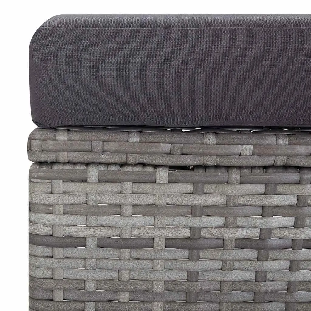 Garden Lounge Set 3 Piece Outdoor Furniture Grey Rattan Cushions Footrest