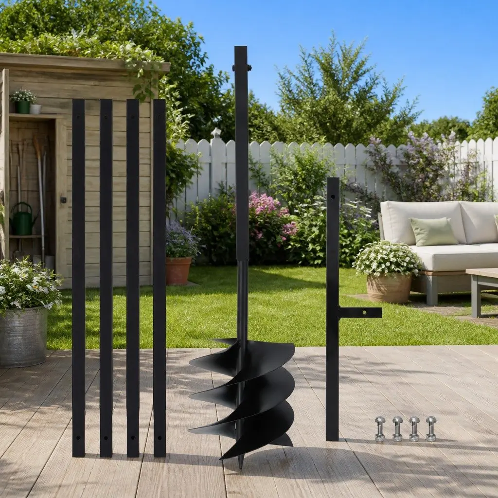 Ground Drill 250mm Steel with Handle 4m Extension Tubes for Soil Aeration