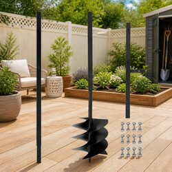 Ground Drill Auger 250mm with Handle Extension Tubes 12m Steel Soil Aeration