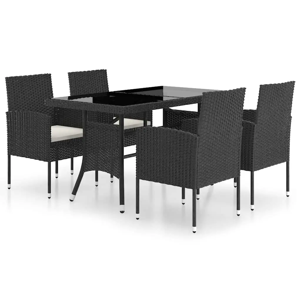 Outdoor Dining Set Black 5 Piece Garden Furniture PE Rattan Table Chairs