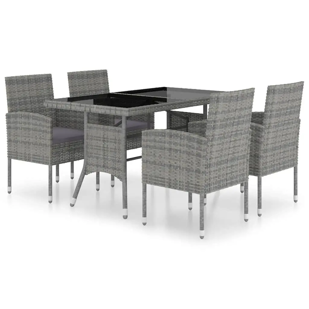 Garden Dining Set Grey 5 Piece Outdoor Furniture Table Chairs Rattan