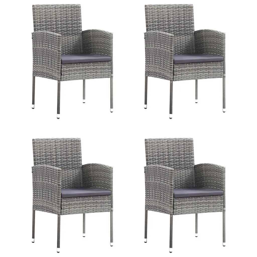 Garden Dining Set Grey 5 Piece Outdoor Furniture Table Chairs Rattan