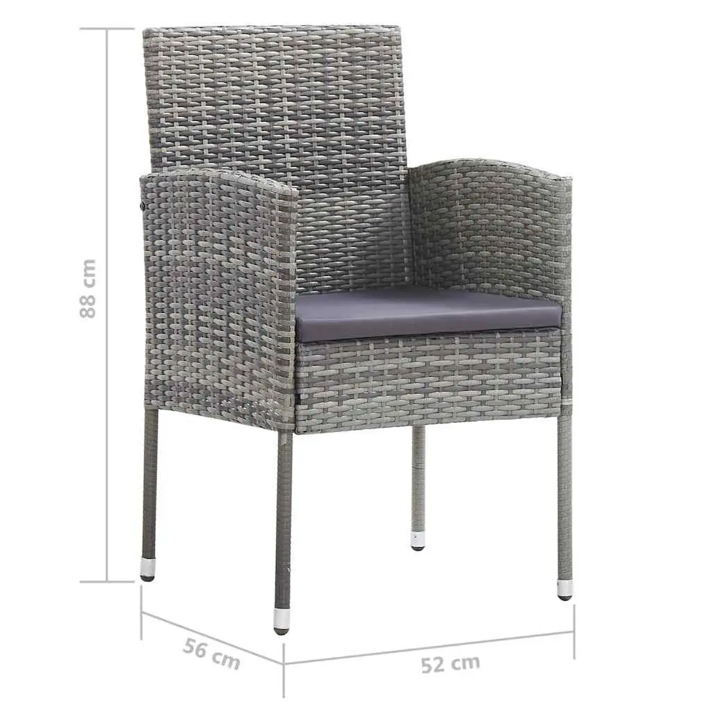 Garden Dining Set Grey 5 Piece Outdoor Furniture Table Chairs Rattan
