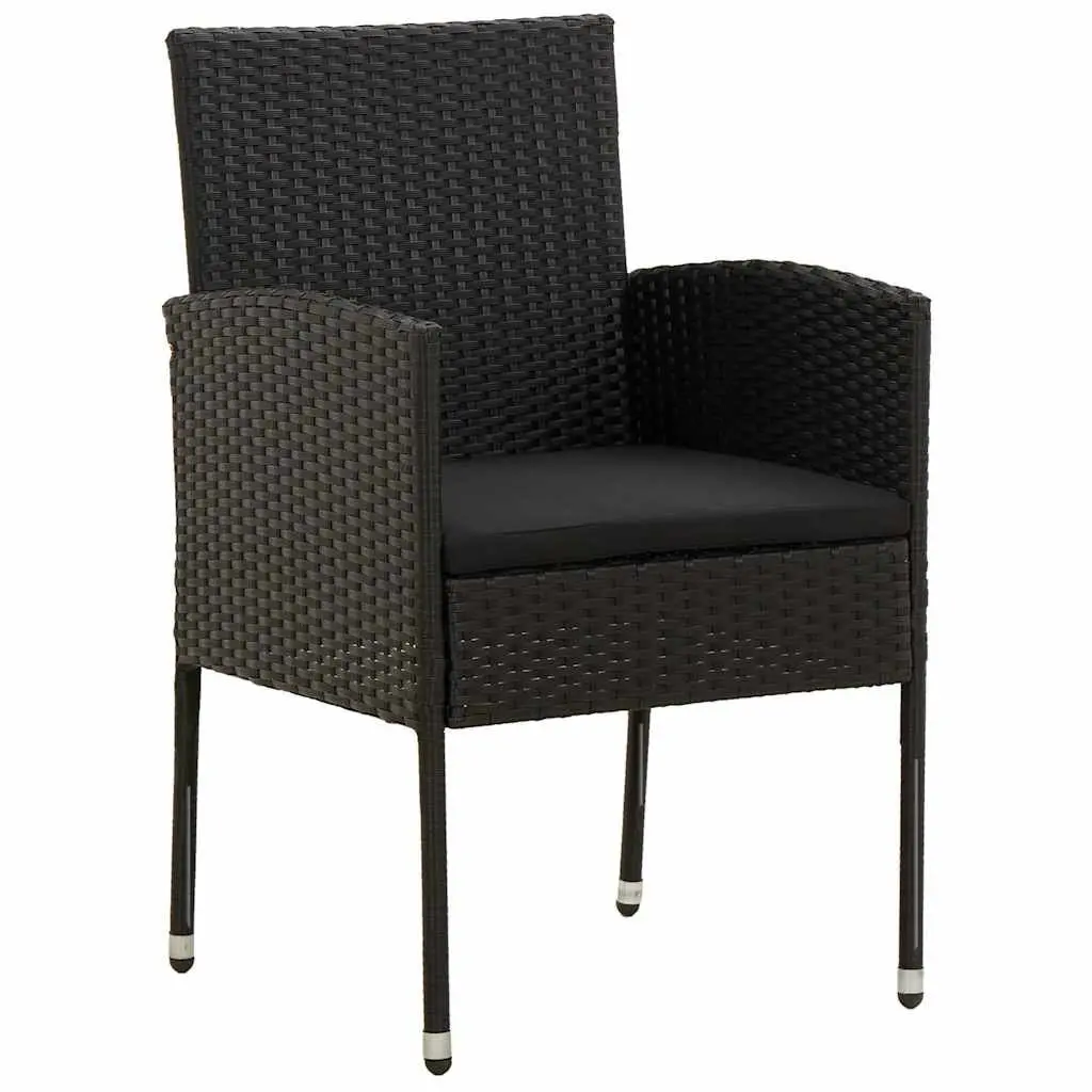 Garden Dining Set Black 9 Piece Outdoor Patio Furniture Water-resistant PE Rattan Steel Frame Glass Table