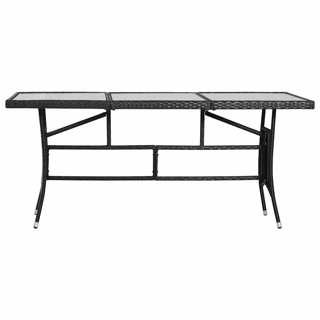 Garden Dining Set Black 9 Piece Outdoor Patio Furniture Water-resistant PE Rattan Steel Frame Glass Table