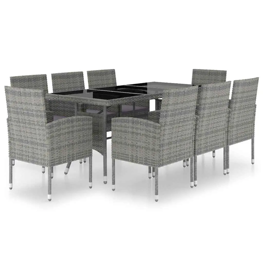 Garden Dining Set Grey 9 Piece Outdoor Furniture Table Chairs Rattan
