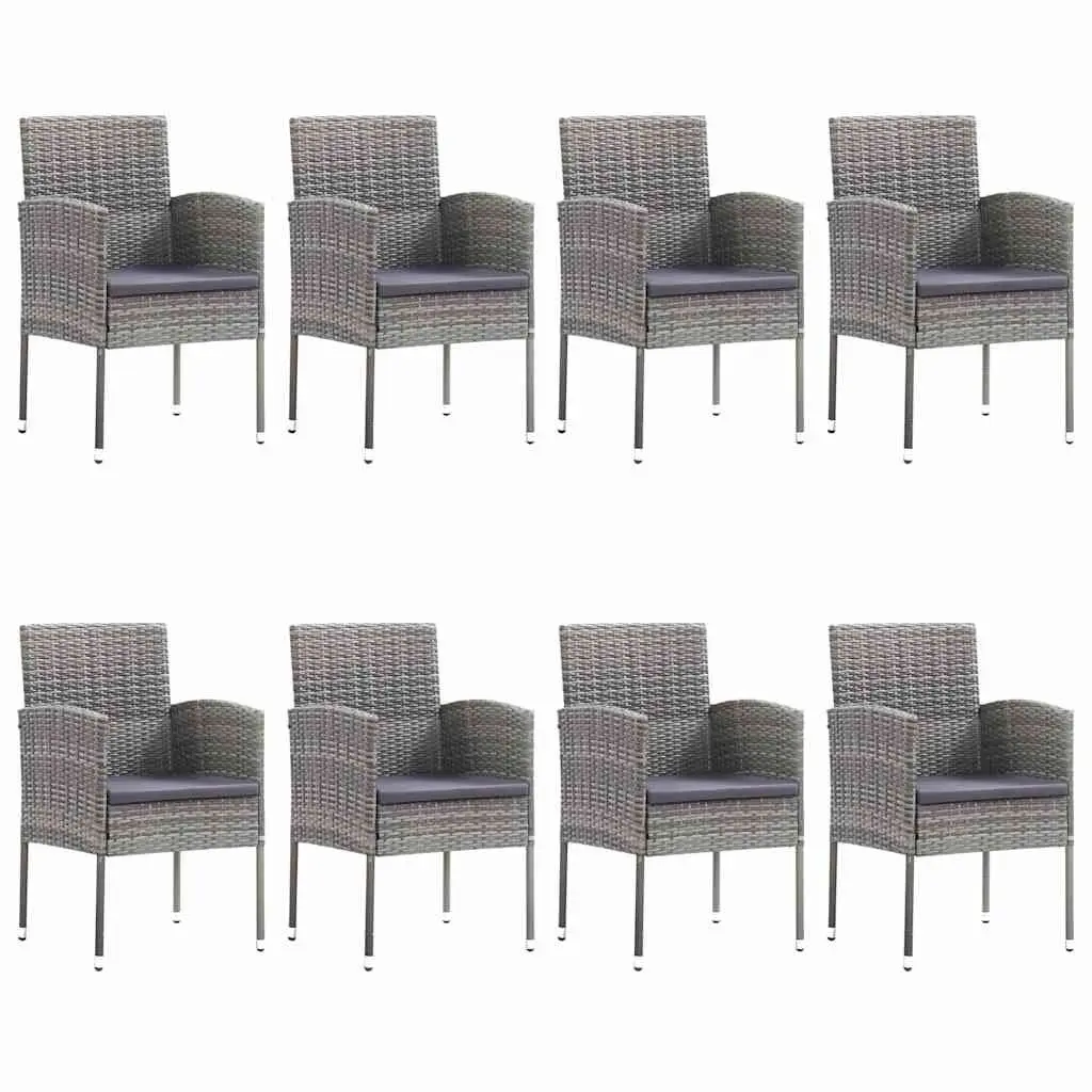 Garden Dining Set Grey 9 Piece Outdoor Furniture Table Chairs Rattan