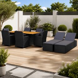 Garden Dining Set 9 Piece Outdoor Furniture Poly Rattan Patio Table Chairs