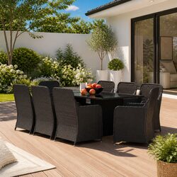 9 Piece Garden Dining Set with Soft Cushions