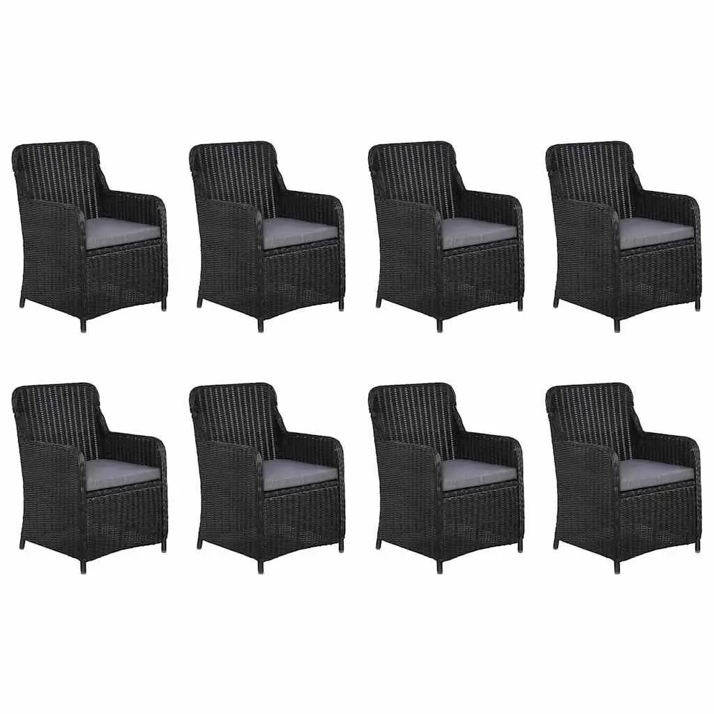 9 Piece Garden Dining Set Black Outdoor Furniture PE Rattan Table Chairs