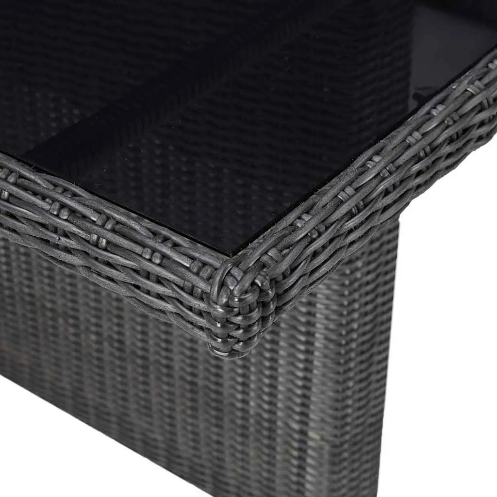 Garden Dining Set Black 7 Piece Outdoor Furniture Poly Rattan Patio Table Chairs