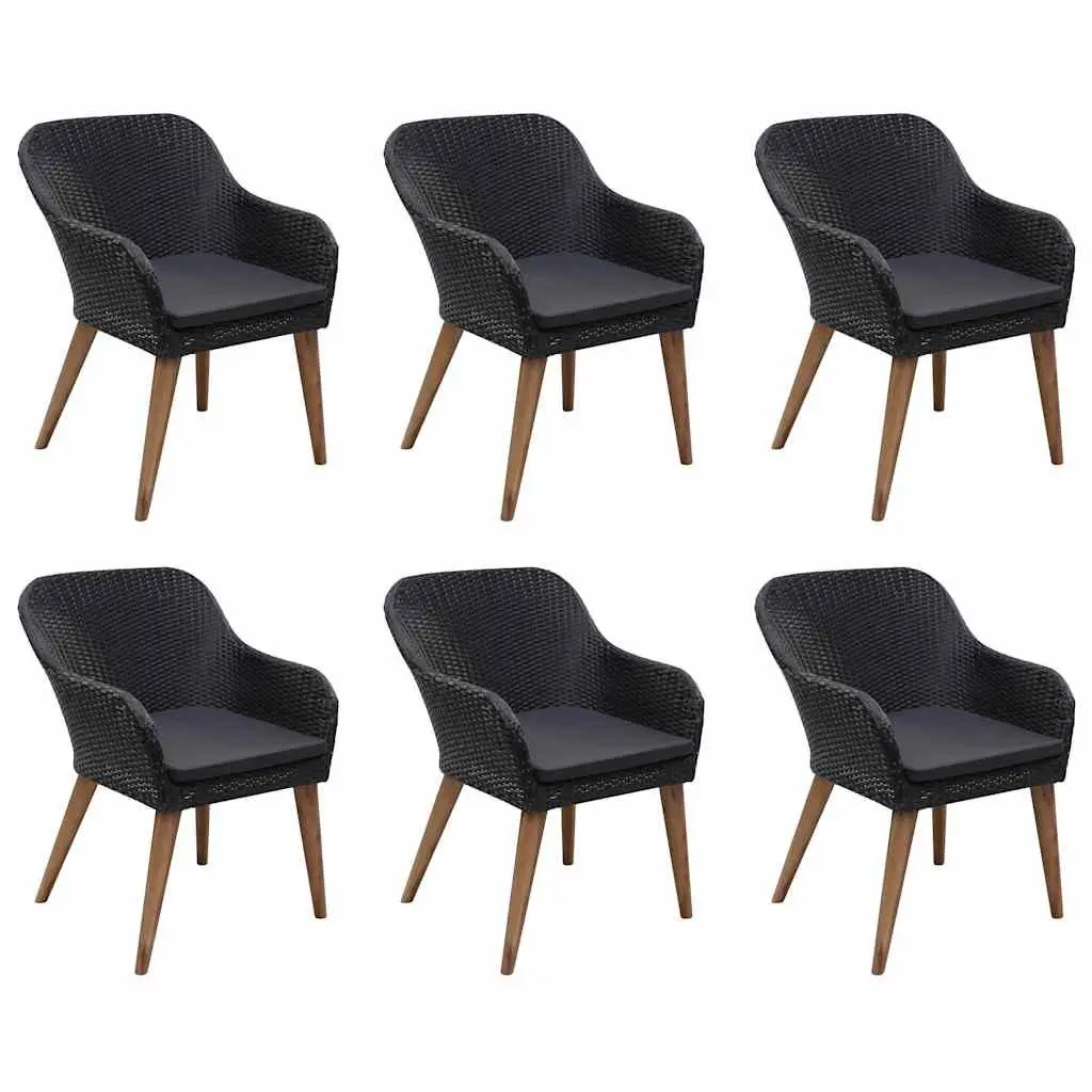 Garden Dining Set Black 7 Piece Outdoor Furniture Poly Rattan Patio Table Chairs