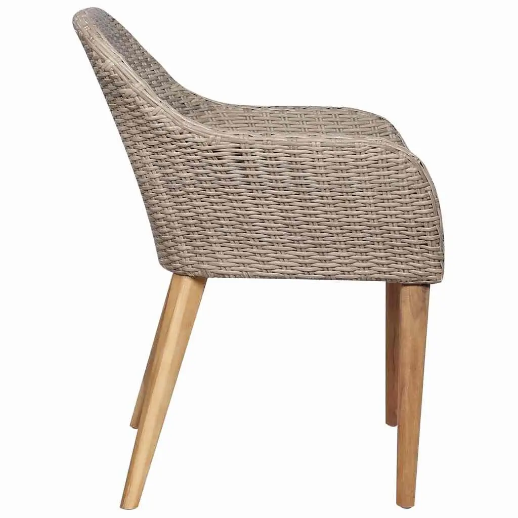 Outdoor Garden Dining Set Brown 7 Piece Poly Rattan Patio Furniture Glass Table