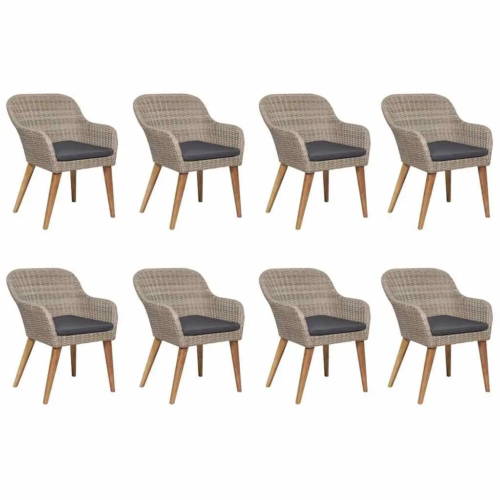 Garden Dining Set Brown 9 Piece Outdoor Furniture Poly Rattan Patio Table Chairs