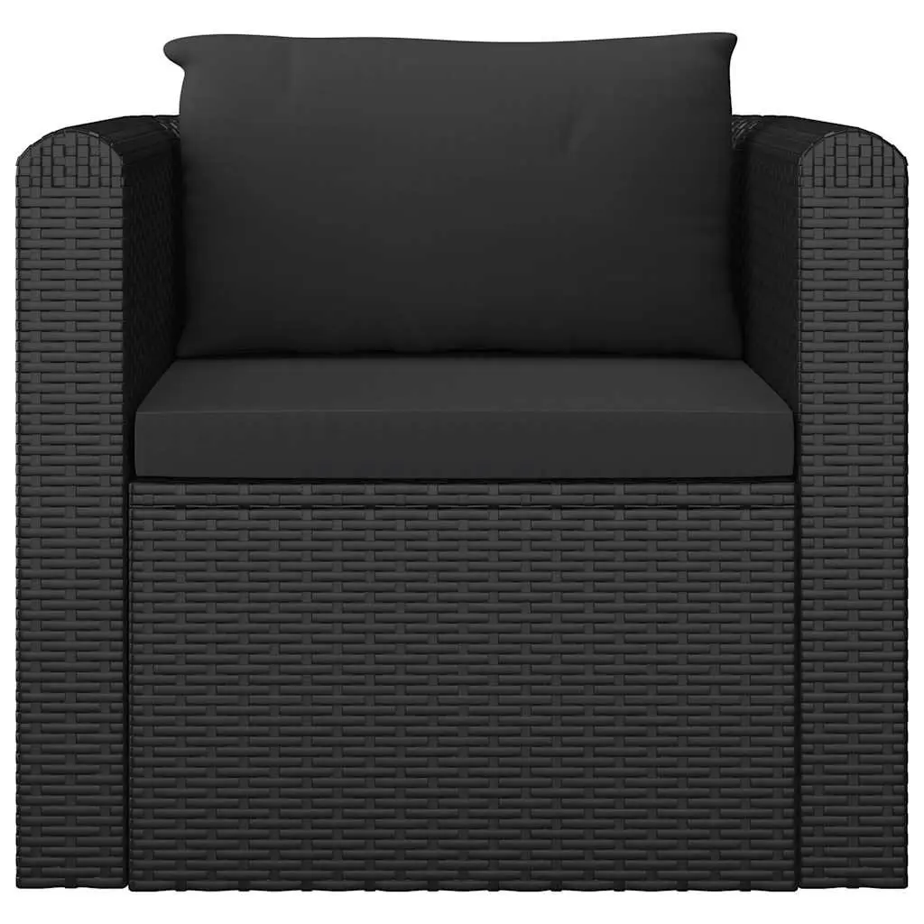 Garden Lounge Set Black 10 Piece Modular Rattan Sofa with Cushions