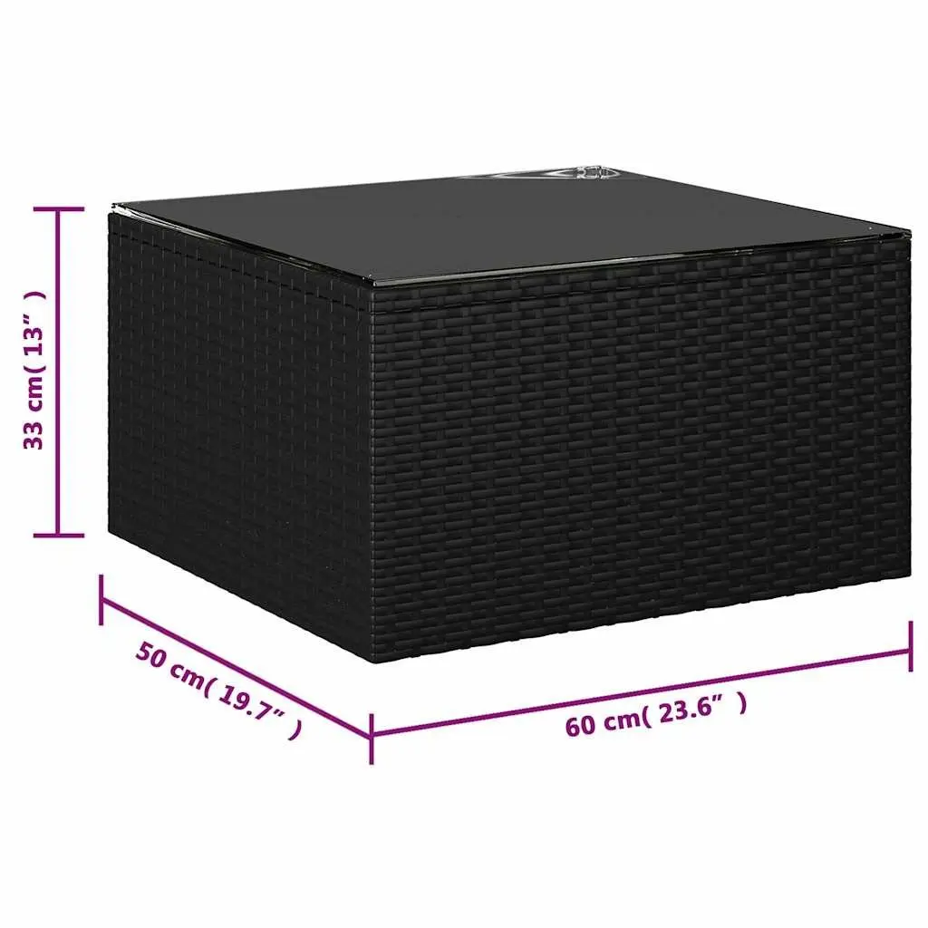 Garden Lounge Set Black 9 Piece Outdoor Furniture Modular Sofa Rattan Cushions