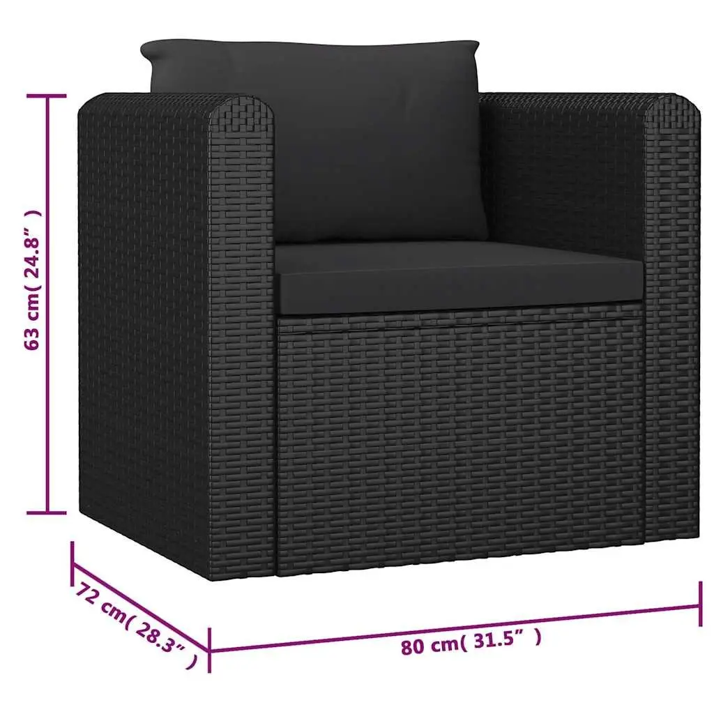 Garden Lounge Set 10 Piece Outdoor Furniture Poly Rattan Modular Black Cushions