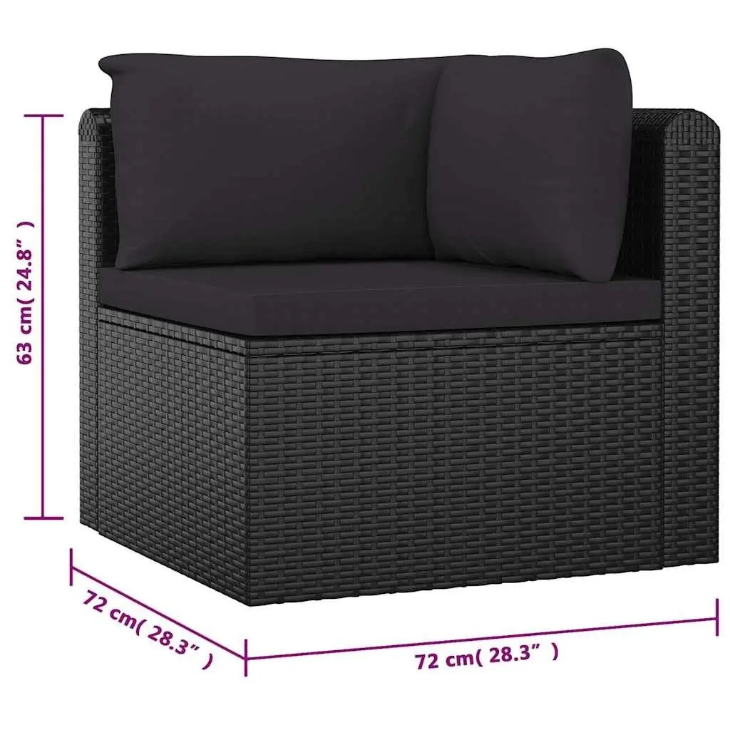Garden Lounge Set 10 Piece Outdoor Furniture Poly Rattan Modular Black Cushions