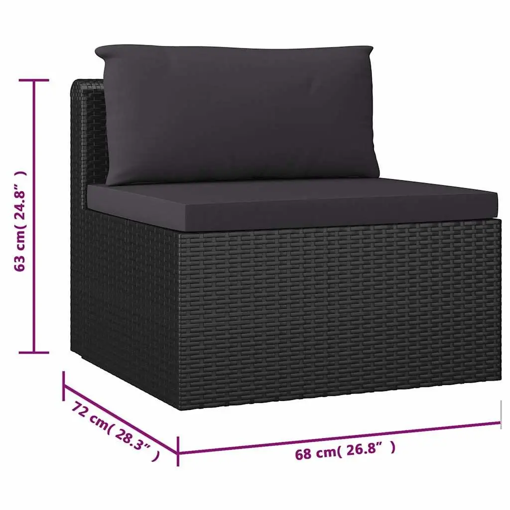 Garden Lounge Set 10 Piece Outdoor Furniture Poly Rattan Modular Black Cushions